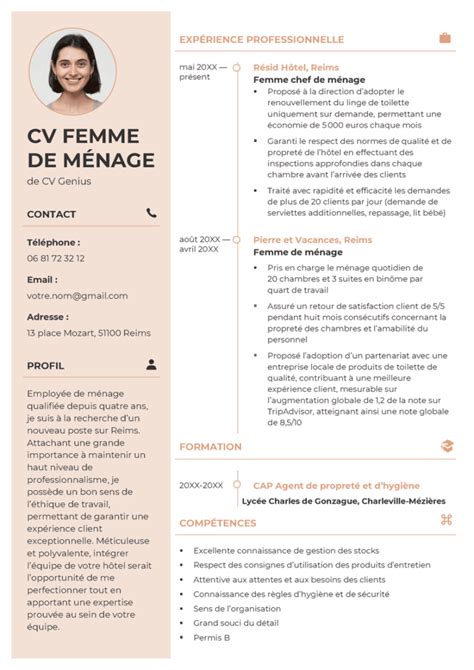 CV Femme de ménage : Modèle + Exemples à。